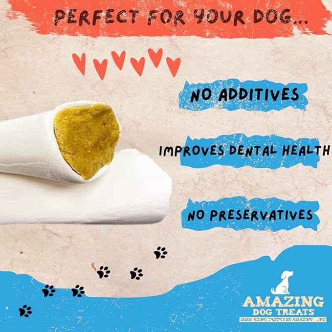 Amazing Dog Treats - Stuffed Shin Bone for Dogs (Bacon and Cheese, 5-6 Inch - 3 Count) - All Natural Dog Bones