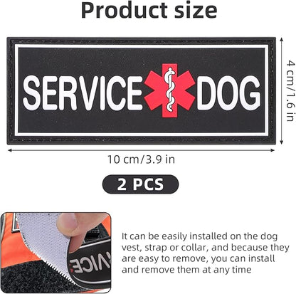 2Pcs Service Dog Patches for Harness, Removable Emotional Support Dog Vest Patches, Black in Training Dog Patch, Working Dog Applique Tactical Dog Equipment for Collar Leash (4_2'')