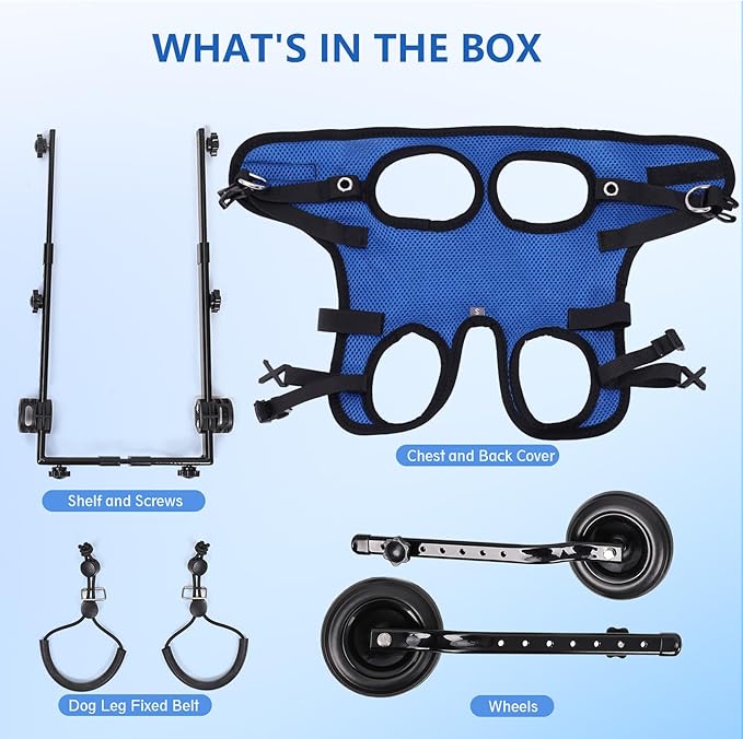 Updated Dog Wheelchair for Back Legs, Small Dog Wheelchair Carts with Wheels, Light Weight Wheelchair for Leg Support Helps Senior, Injured, Paralyzed (Blue, S)