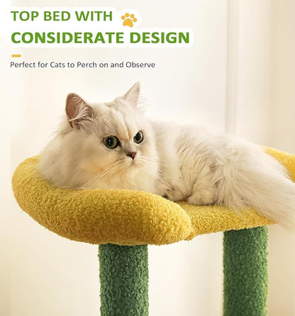 Made4Pets Cat Tree, Small Cat Tower for Indoors Cats, Cute Wood Kitty Condo with Scratching Post and Pad, 29" Multi-Level Modern Activity Climbing Furniture for Small and Medium Cats, Green
