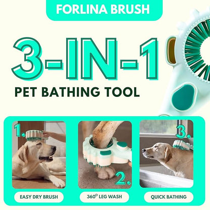 Forlina multi-functional dog shower attachment | one handed operation dog shampoo brush with low joint stress | Large