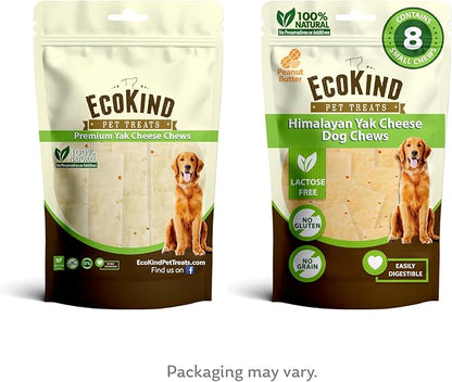 EcoKind Premium Gold Yak Cheese Himalayan Dog Chews, Healthy Dog Treats for Small Dogs, All Natural, High Protein Chew, Peanut Butter, Small - 8 Chews