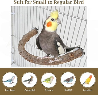 2Pcs 7inch Parrot Natural Wood Stand Perch Swing U Shape Stick Bird Perches Bird Cage Toy for Regular to Large Bird Amazon, Grey Parrots, Parakeets,Macaw