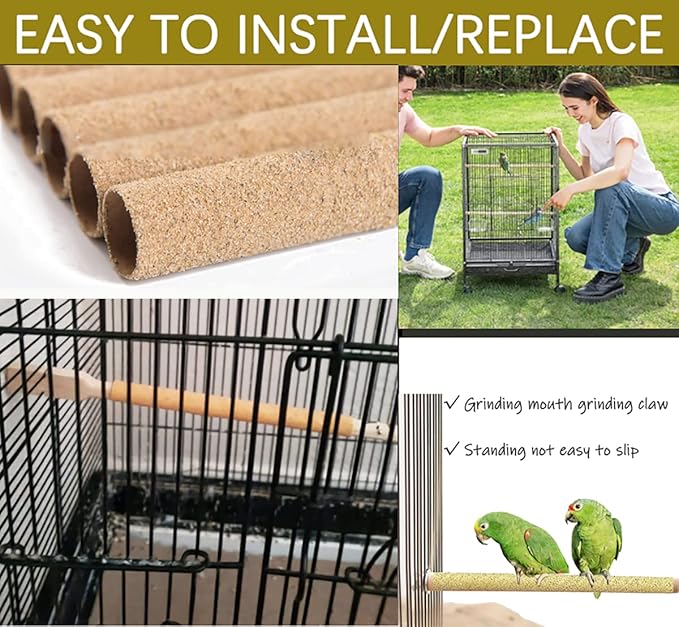 40Pcs Sand Perch Covers for Bird - Bird Perch Covers 7.5" Long x 3/8" Diameter Bird Perches for Parakeets, Lovebirds, Parrotlets, Canaries and Other Small Birds (Yellow, 40pcs 7.5" x 0.43")