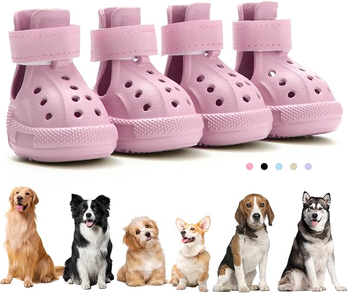 Dog Boots for Hot Pavement & Snow, Waterproof Non-Slip Dog Shoes with Reflective Straps, Adjustable Pet Booties for Small to Large Dogs, Outdoor Paw Protection, 4Pcs