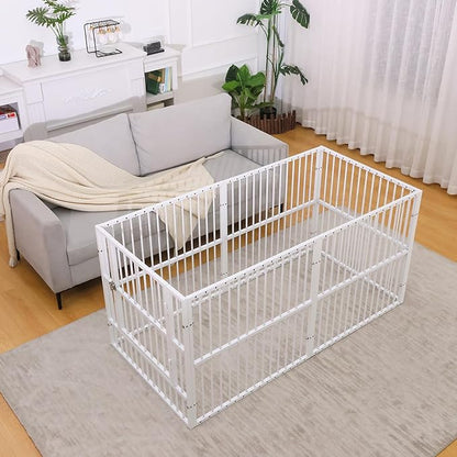 Dog Playpen - 32" Height Dog Pen, Heavy Duty Puppy Pen with Door, Safe & Sturdy, Easy Assemble for Indoor/Outdoor Pet Playpen (6 Panels with Door, White)