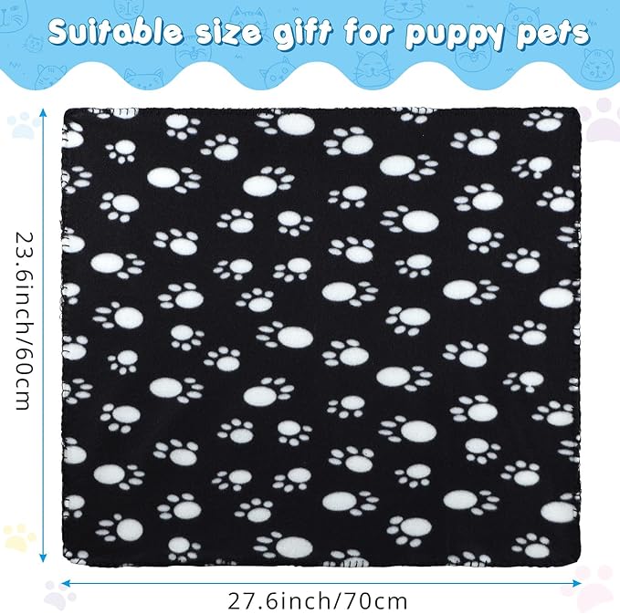 Eccliy 20 Pcs Puppy Blanket Pet Soft Fleece Dog Blankets Warm Felt Throw Sleep Mat Bed Covers for Doggie Puppy Pet Dogs Cat, 20 Styles(23.6 x 27.6 Inch,Paw)