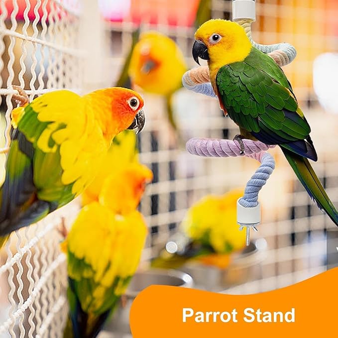 3 PCS of Bird perches Gradient Ropes, Used as Climbing Ropes for Parrot Cages, Rope Perch with Double Bird cage Swing Toy- Swing