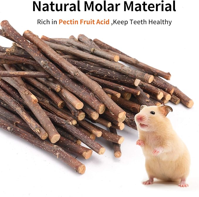 Natural Apple Sticks, 300g Treats Food for Small Animals, Chew Toys for Chinchilla Guinea Pigs Rabbit Squirrel Hamster Bunny