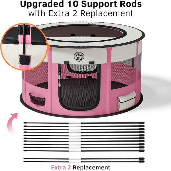 Dog Playpen Puppy Play Pen Indoors Pet Crate Small Dog Cage Portable Foldable Cat Kennel for Kitten Hamster Rabbit Bunny Guinea Pig with Collapsible Food Bowl Carrying Case