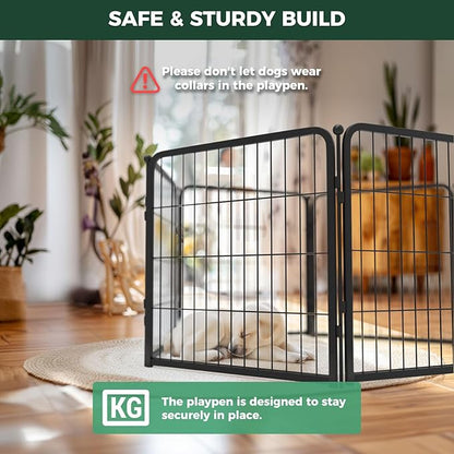 FXW Homeplus Dog Playpen for Indoor Use - Stress-Free and Safe Play, Heavy Duty 24 Inch 16 Panels Dog Pen for Puppies and Small Dogs, Black_atented