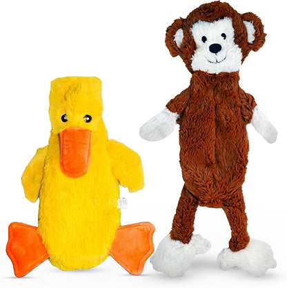 FGA MARKETPLACE Duck- Monkey Flat NO Stuffing NO Squeak Plush Dog Toy, Funny Style Will Entertain Your Dog for Hours, Recommended for Small and Medium Dog 21 INCH Long