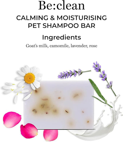 Be:Calm Calming Dog Shampoo Bar – 110g – Natural Formula with Goat Milk, Lavender & Chamomile – Soothes Skin & Conditions Coat – Long-Lasting Bar – Approx. 30 Washes