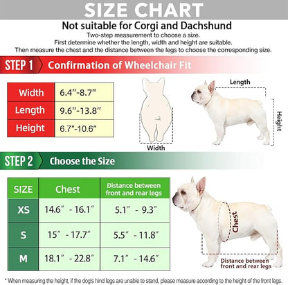 2024 Upgraded Dog Wheelchair for Back Legs Small Wheelchair for Dogs with Disabled Hind Legs Walking Adjustable Dog Carts with Heavy Duty Wheels