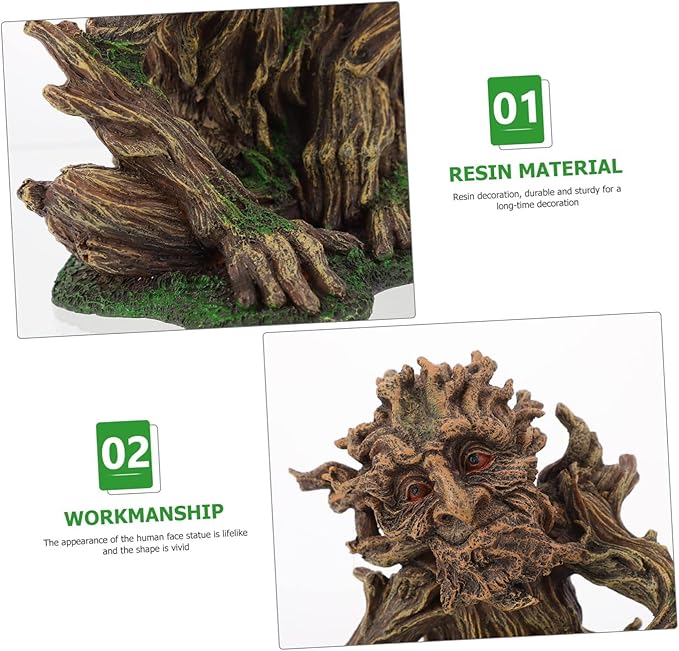 Zerodeko Fish Tank Tree Trunk Decoration, Aquarium Tree face décor Ornaments for Fish Tank, Resin Old Man Figurine for Freshwater Saltwater, Aquarium Betta Fish Decoration