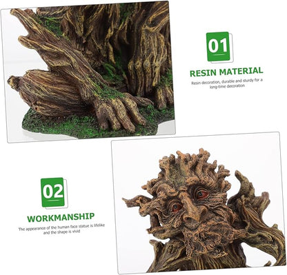 Zerodeko Fish Tank Tree Trunk Decoration, Aquarium Tree face décor Ornaments for Fish Tank, Resin Old Man Figurine for Freshwater Saltwater, Aquarium Betta Fish Decoration