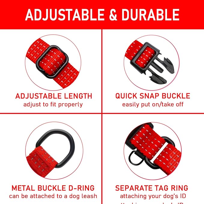 Martingale Collar for Training Dogs. Adjustable Reflective Dog Collars with Buckle- NO Pull-Prevents Slipping Out, for Medium Large XL Dogs. Helps with Strong pullers(M, red)