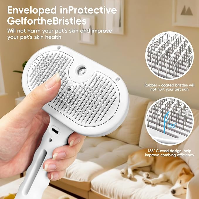 3 in 1 Steam Brush for Dogs and Cats,Pet Spray Hair Removal Comb for Shedding and Grooming Supplies,Spritz Defur Comb for Dogs and Cats,Water Brush for Indoor Cats and Dog.
