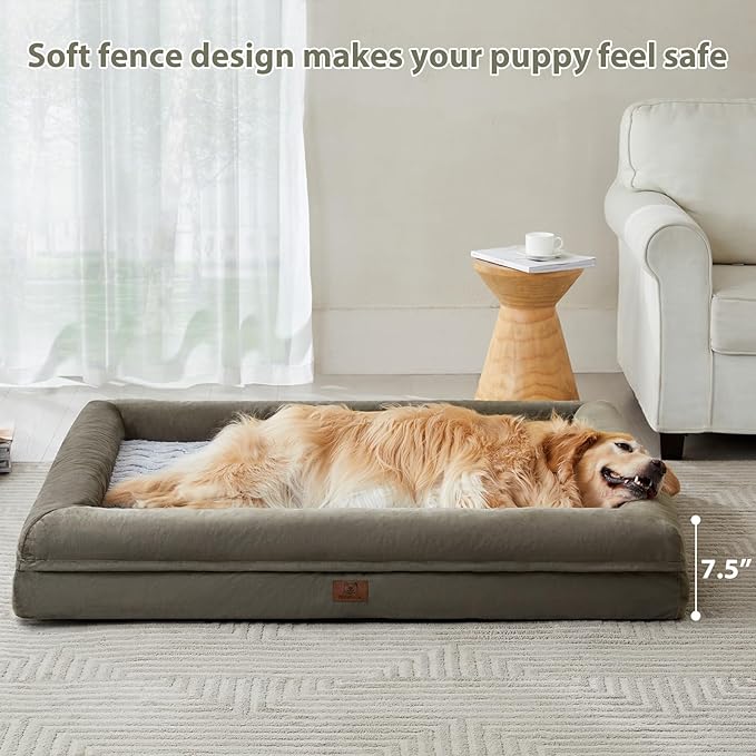 WNPETHOME Washable Dog Beds Large Sized Dog, XXXXL Dog Bed, Orthopedic Dog Sofa Bed with Removable & Waterproof Cover, Extra Large Dog Bed with Bolster Sides for Sleeping, Giant Dog Bed with Sides