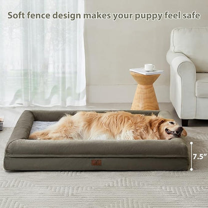 WNPETHOME Washable Dog Beds Large Sized Dog, XXXXL Dog Bed, Orthopedic Dog Sofa Bed with Removable & Waterproof Cover, Extra Large Dog Bed with Bolster Sides for Sleeping, Giant Dog Bed with Sides