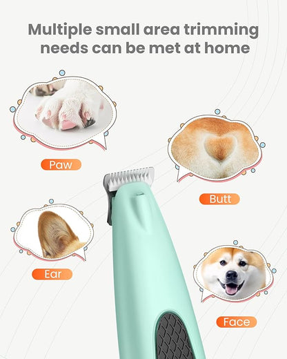 Dog Paw Trimmer with LED Light, Ultra-Low Noise Paw Trimmer for Dogs, Cordless Dog Clippers for Grooming with LED Display, Type-C Rechargeable Pet Clippers for Pads, Ears, Eyes, Face, Rump