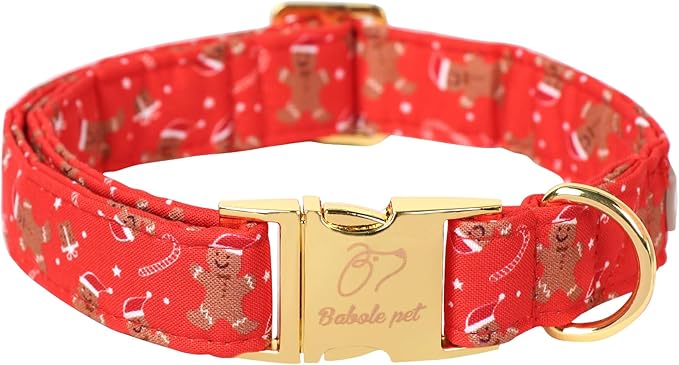 Christmas Dog Collars for Small Dog,Red Gingerbread Man Collar with Safety Metal Buckle Adjustable Puppy Collars for Medium Large Dog,Boy&Girl&Female Dog Gift,XS-8"-13"