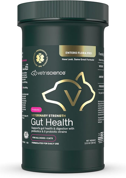 VetriScience Veterinary Strength Gut Health Powder - Gut Health Supplement for Pets - Immunity Support - Pet-Friendly Probiotic Powder - Tasteless & Odorless - 60 Servings