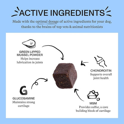 Spot & Tango Hip + Joint Supplement for Dogs - Vet-Approved For Mobility and Arthritis Support - Glucosamine, Chondroitin, Green Lipped Mussel, MSM - Flavor from Real Peanut Butter & Banana - 56 Count