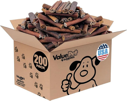 ValueBull USA Collagen Sticks for Dogs, 6 Inch Super Jumbo Chews, Natural Long-Lasting Dog Treats, 200 Count Wholesale Pack - Promotes Joint, Skin & Coat Health with Glucosamine and Chondroitin