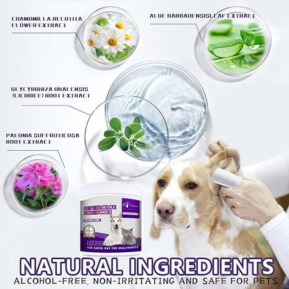 55 Count PET Ear Cleaning Finger Wipes for Dogs & Cats,Ear Cleaner Finger Wipes,Removes Dirt & Odor,Easy to Use, Natural Ingredients (Ear Cleaning Wipes)