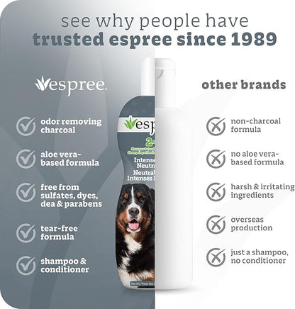 Espree Intense Charcoal Odor Neutralizer Dog Shampoo & Conditioner, Eliminates Stubborn Dog Odors, Plant Based Ingredients, 2 in 1, Charcoal-Infused Odor Neutralizer for Dogs, Cruelty-Free, 20oz