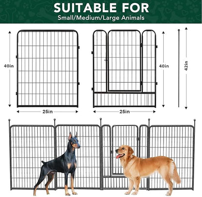 Dog Playpen Outdoor, 16 Panels 40" High Metal Dog Fence with Gate, Pet Fence for Large/Small Dogs, Portable Dog Fence for RV Camping, Yard