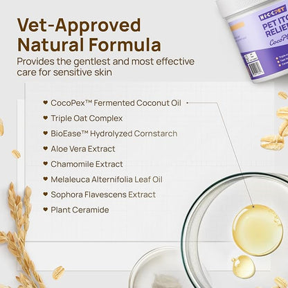 HICC PET Itch Relief Wipes for Dogs & Cats, Rapidly Relieves Itching, Soothes Hot Spots and Skin Irritations, Hypoallergenic Hot Spot Treatment Cleaning Wipes, Alleviate Dry Itchy Skin - 100 Count