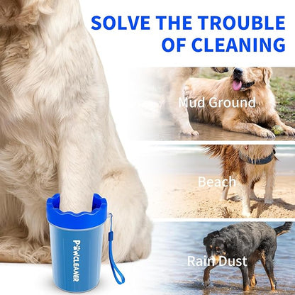 Dog Paw Cleaner for Dogs, (with 3Pcs Absorbent Towels & Adjustable Dog Bath Brush) Dog Paw Washer,Buddy Muddy Pet Foot Cleaner (Deep Blue, Medium)