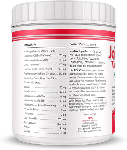 Triple Strength Hypo-Allergenic Soft Chews for Dogs - Hip and Joint Support Supplement with Glucosamine, Chondroitin, & MSM - Made in The USA - 120 Soft Chews