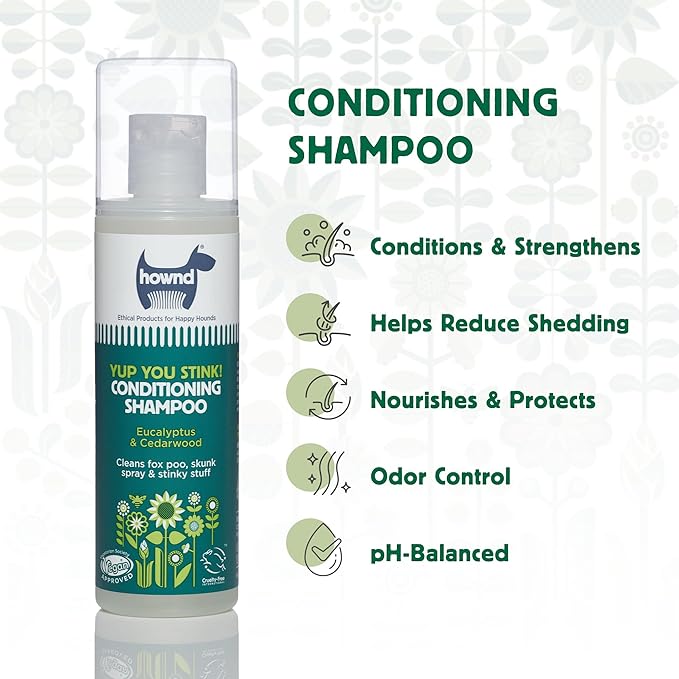 Hownd Yup You Stink Odor Deodorizing & Deep Clean 2-in-1 Dog Shampoo and Conditioner - Hypoallergenic, Vegan, pH-Balanced, Odor Control for Smelly, Itchy Dogs - Cedarwood and Eucalyptus