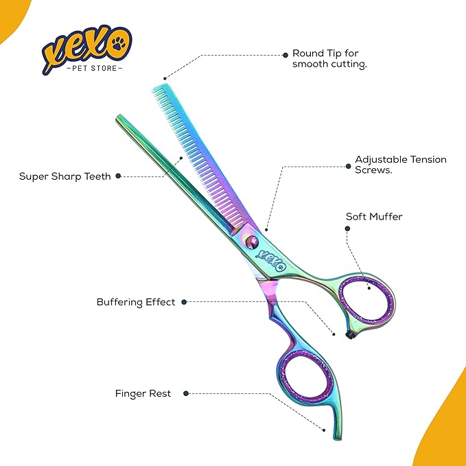 7.5 Inch 40 Teeth Professional Pet Scissors - Comfortable Grip Dog Grooming Kit