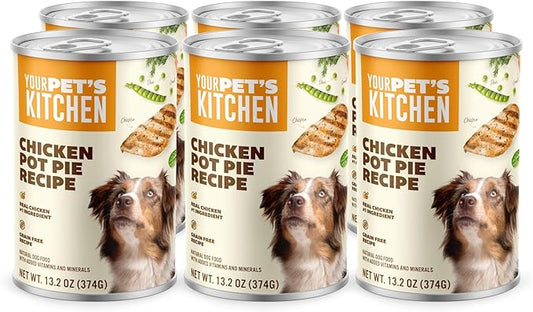 YOUR PET'S KITCHEN Wet Dog Food, Chicken Pot Pie Recipe - 13.2 oz Cans (Pack of 6), Made in The USA with Real Chicken