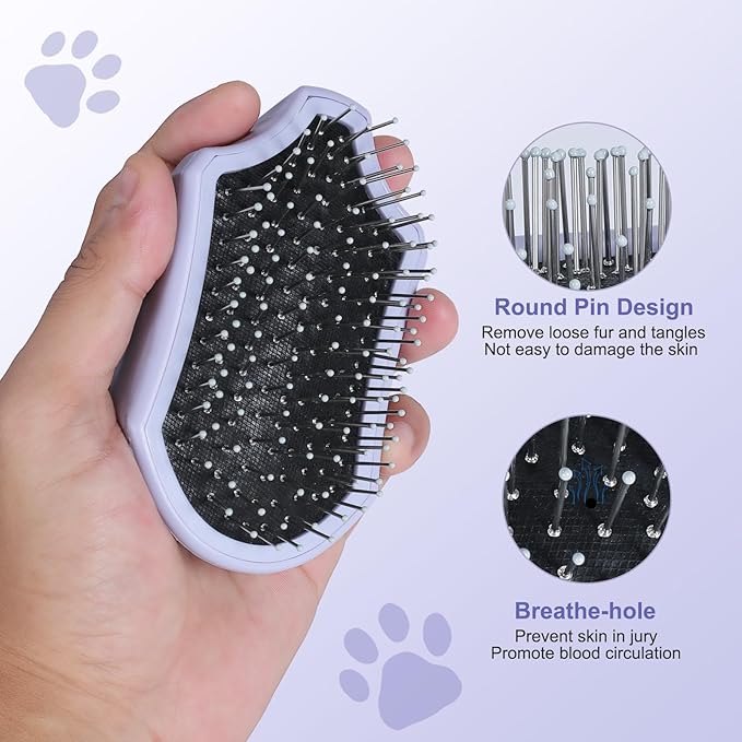 2PCS Dog Brush for Shedding and Bathing, Dog Grooming Tools Set for Short/Long Haired Dogs & Cats, Slicker Pin Hair Brush for Removing Loose Fur and Tangles, Soft Rubber Brush for Washing