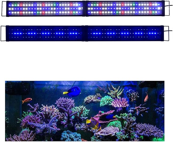 KZKR Upgraded Aquarium Light LED Full Spectrum 48-60 inch Foldable Hood Lamp for Freshwater Marine Plant Multi-Color Decorations Light (24"+24")