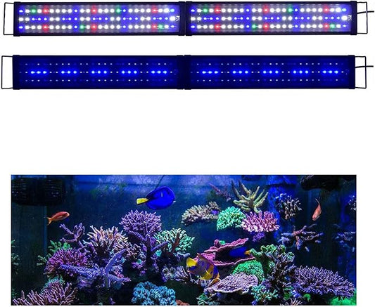 KZKR Upgraded Aquarium Light LED Full Spectrum 48-60 inch Foldable Hood Lamp for Freshwater Marine Plant Multi-Color Decorations Light (24"+24")