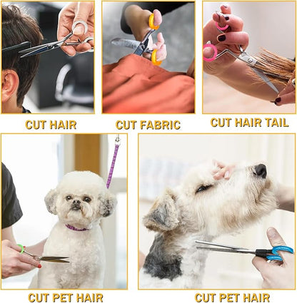 80-Piece Scissors Finger Rings Professional Dog Grooming Scissors Accessories for Dog Hair Cutting, Ergonomic Pet Shear Finger Ring Thumb Inserts Grips for Comfortable and Precise Grooming