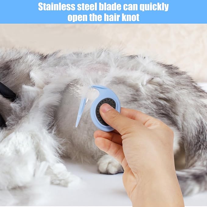 4pcs Pet Knotting Combs, Cat Knotting Detangler Comb with Stainless Steel Blade, Pet Dematting Combs Dog Knotting Blade Comb Hair Grooming Tool for Dogs Kitten Puppy