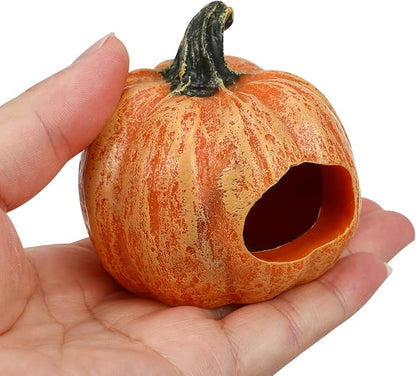 POPETPOP Fish Tank Resin Habitat Pumpkin Cave Hide-Out Small Aquarium Décor Ornaments - Fat Pumpkin