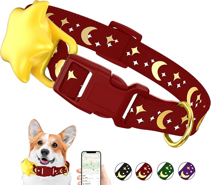 Airtag Dog Collar, Dog Collar for Large Dogs, Dog Collars for Medium Dogs, Dog Collars for Small Dogs with AirTag Holder Case, Dog GPS Tracker Collar (Red, Small)