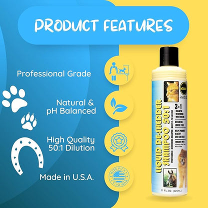 Kelco by Laube Deshedding Shampoo - Deshedder Anti-Itch Shampoo for Pets - Natural, Hypoallergenic, Cruelty-Free, Biodegradable Formula for Grooming Dogs, Cats, & Pets (50:1 Concentrated, 11 fl oz)