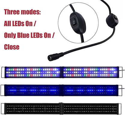 KZKR Upgraded Aquarium Light LED Full Spectrum 48-60 inch Foldable Hood Lamp for Freshwater Marine Plant Multi-Color Decorations Light (24"+24")
