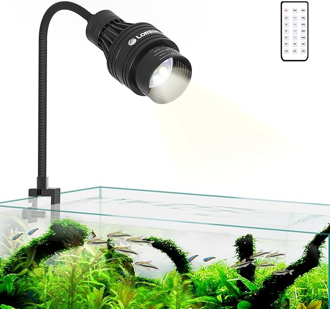 Lominie LED Aquarium Light Full Spectrum 15°-60° Adjustable Aquarium Focus Light Spotlight for Saltwater Freshwater Fish Tank