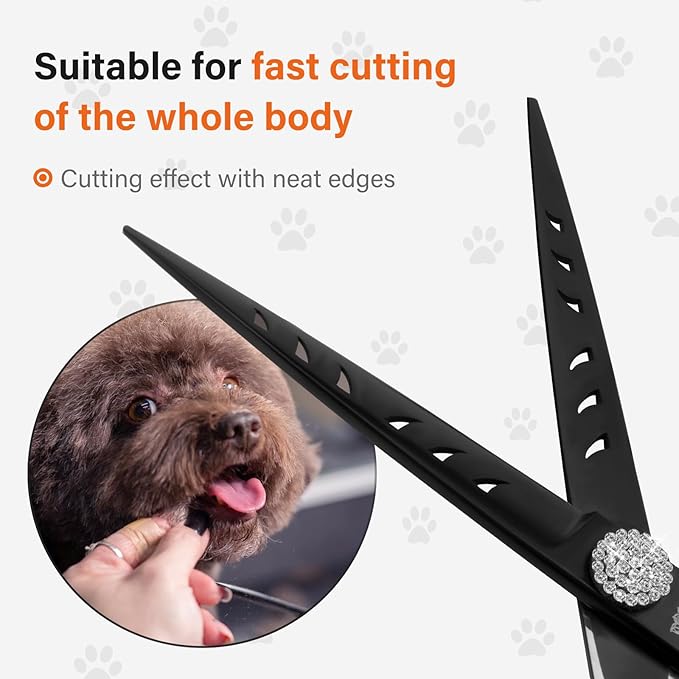 7 Professional Straight Dog Grooming Scissors  Sharp Stainless Steel Pet Shears for Dogs & Cats, Full-Body Hair Trimming Tool for Groomers & Home Use