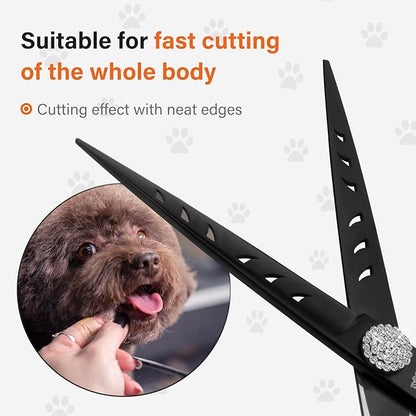 7 Professional Straight Dog Grooming Scissors  Sharp Stainless Steel Pet Shears for Dogs & Cats, Full-Body Hair Trimming Tool for Groomers & Home Use